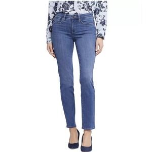 NYDJ Sheri Slim Straight High Rise Jeans Stunning Blue Size 6 New With Tags